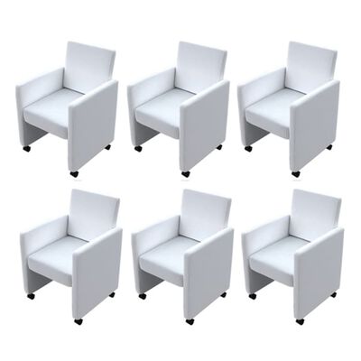 vidaXL Καρέκλες Τραπεζαρίας 6 τεμ. Λευκές από Δερματίνη