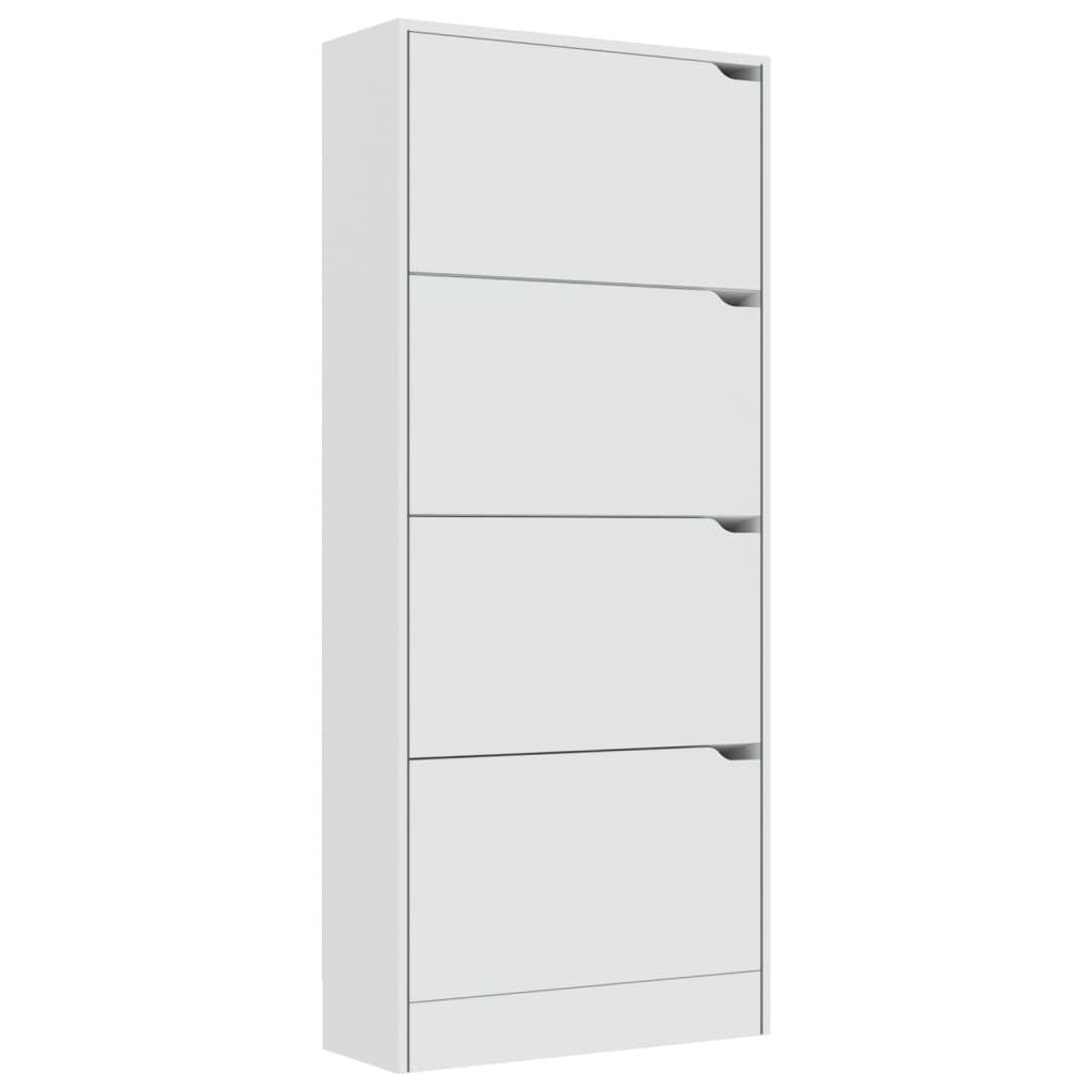 vidaXL Παπουτσοθήκη με 4 Πόρτες Λευκή 59x24x136 εκ. από Μοριοσανίδα