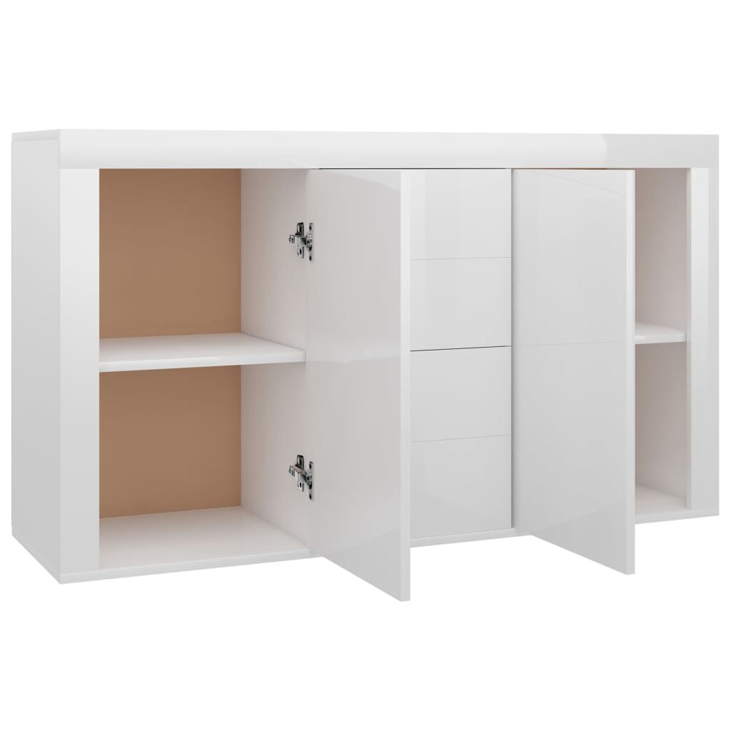 vidaXL Μπουφές Γυαλιστερό Λευκό 120 x 36 x 69 εκ. από Επεξ. Ξύλο