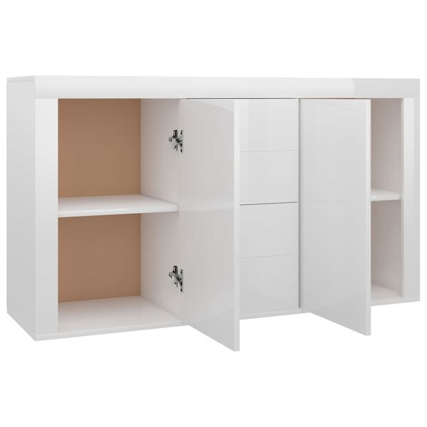 vidaXL Μπουφές Γυαλιστερό Λευκό 120 x 36 x 69 εκ. από Επεξ. Ξύλο