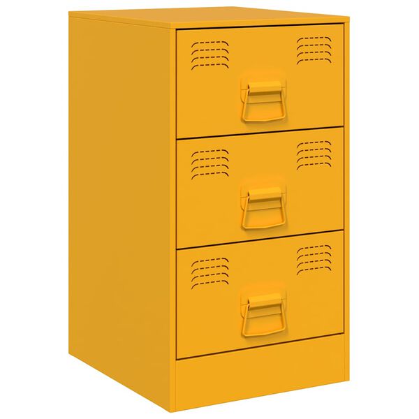 vidaXL Κομοδίνο Μουσταρδί 34,5 x 39 x 62 εκ. από Χάλυβα