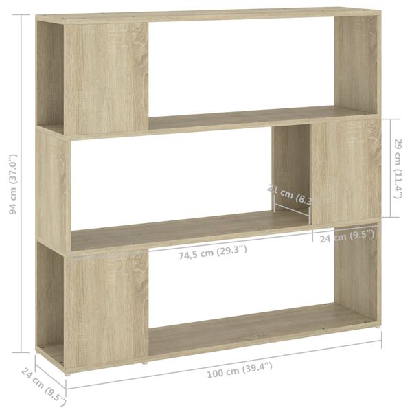 vidaXL Βιβλιοθήκη/Διαχωριστικό Χώρου Sonoma Δρυς 100 x 24 x 94 εκ.