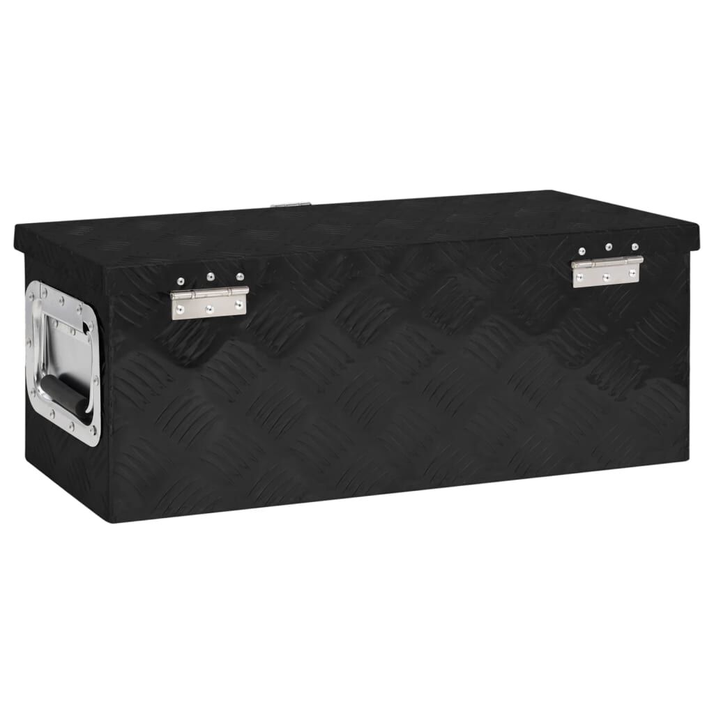 vidaXL Κουτί Αποθήκευσης Μαύρο 60 x 23,5 x 23 εκ. από Αλουμίνιο