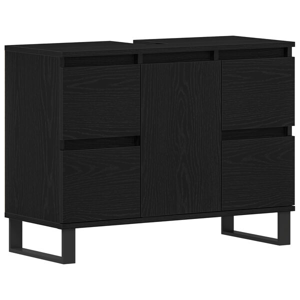 vidaXL Ντουλάπι Μπάνιου Μαύρη δρυς 80 x 33 x 60 εκ Επεξεργασμένο ξύλο