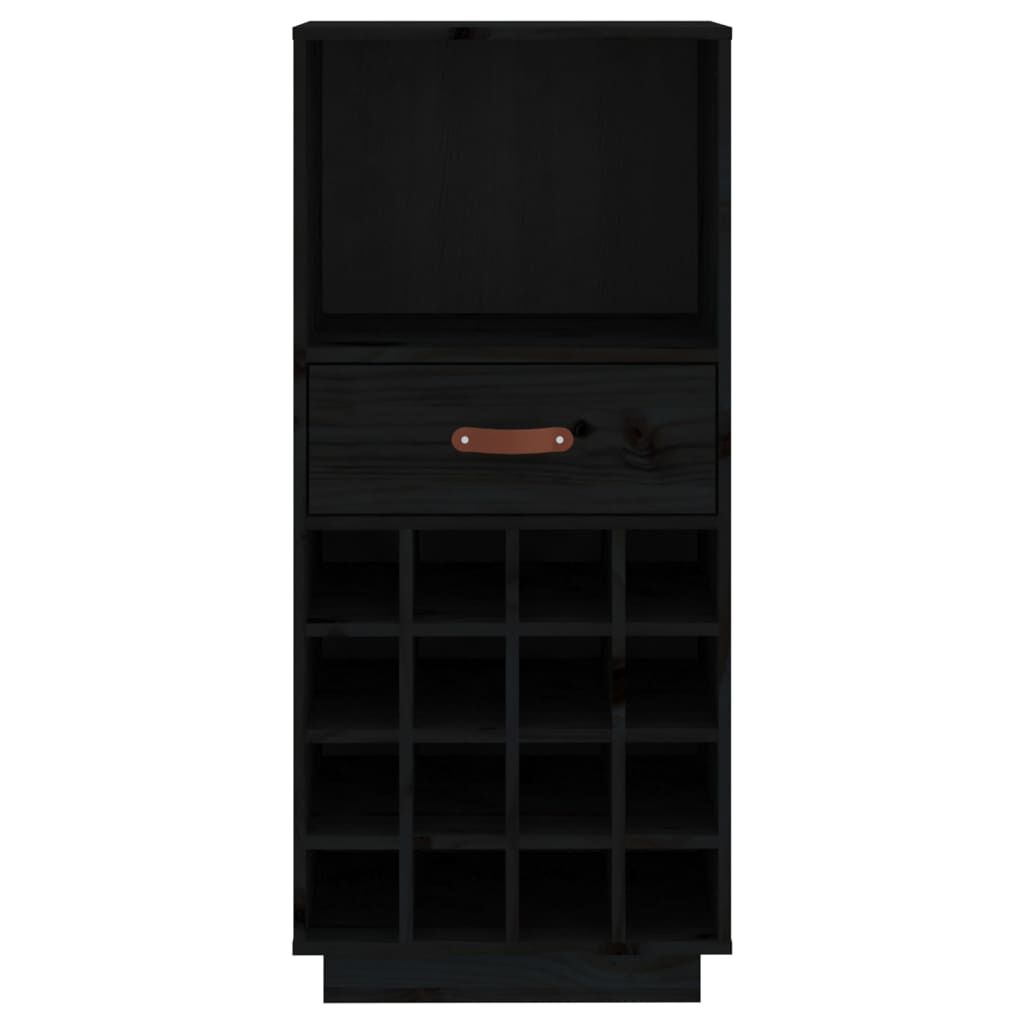 vidaXL Κάβα Κρασιών Μαύρο 45 x 34 x 100 εκ. από Μασίφ Ξύλο Πεύκου