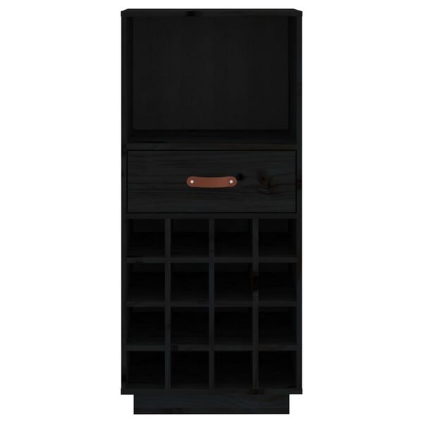 vidaXL Κάβα Κρασιών Μαύρο 45 x 34 x 100 εκ. από Μασίφ Ξύλο Πεύκου