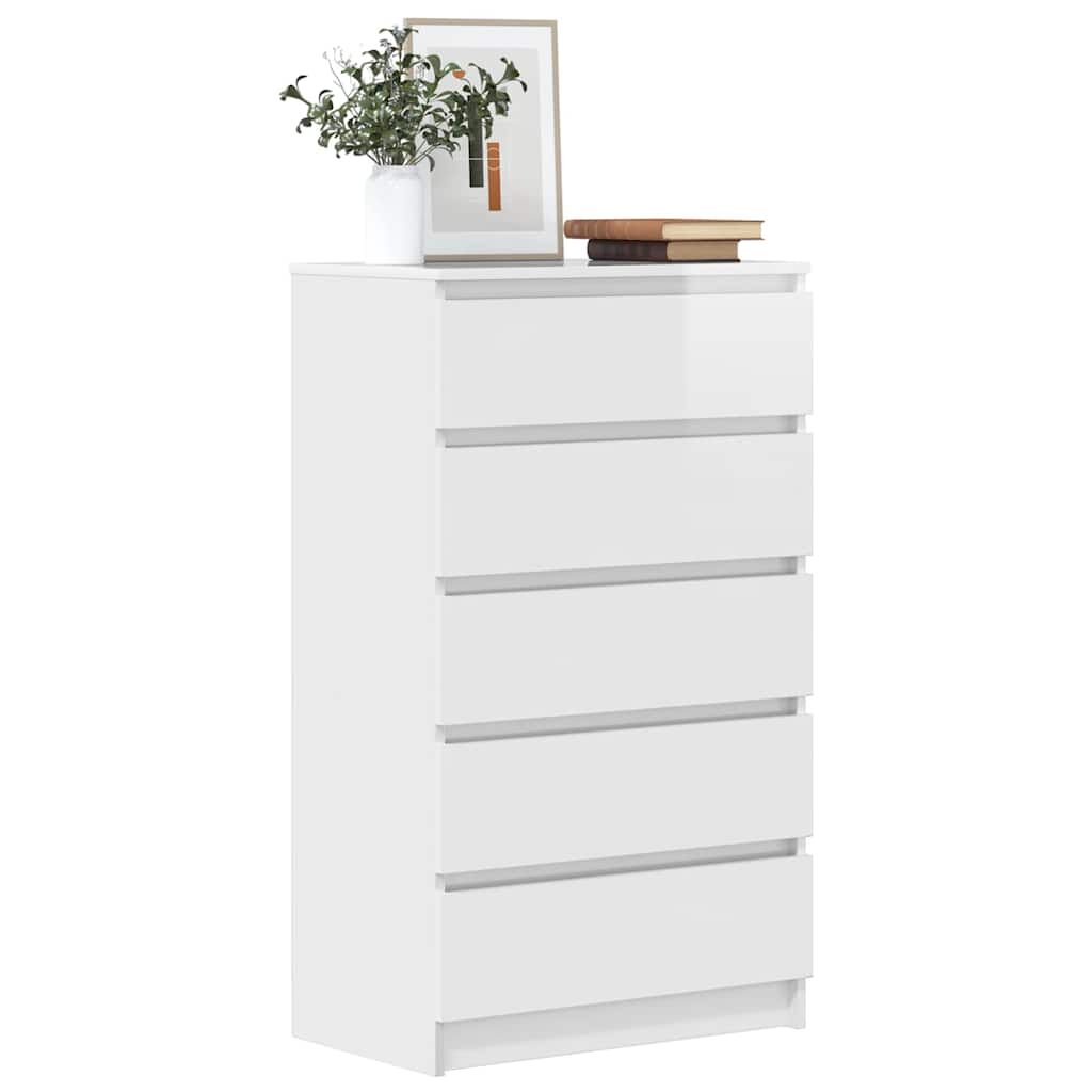 vidaXL Έπιπλο Συρταριών Γυαλ. Λευκό 60x36x103 εκ. Επεξεργασμένο Ξύλο