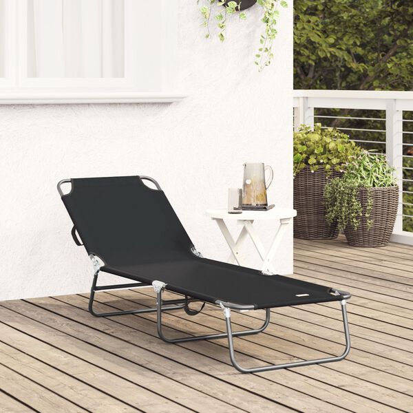 vidaXL Πτυσσόμενη ξαπλώστρα 1-πρόσωπο Μαύρο 56 x 189 x 87 εκ. ύφασμα