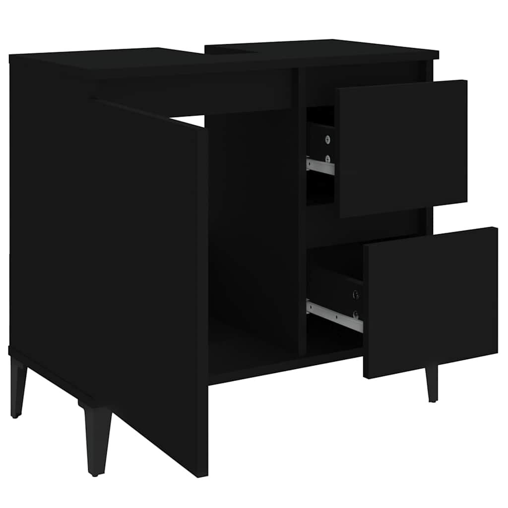 vidaXL Ντουλάπι Μπάνιου Μαύρο 65x33x60 εκ. Επεξεργασμένο Ξύλο