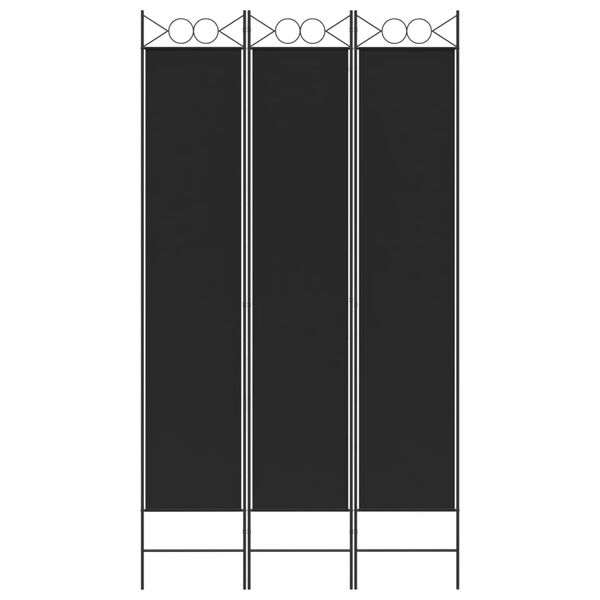 vidaXL Διαχωριστικό Δωματίου με 3 Πάνελ Μαύρο 120x220 εκ. από Ύφασμα