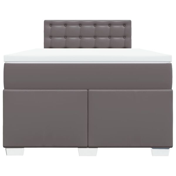 vidaXL Κρεβάτι Boxspring με Στρώμα Γκρι 120x200εκ. από Συνθετικό Δέρμα
