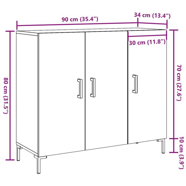 vidaXL Ντουλάπι Παλαιό Ξύλο 90 x 34 x 80 εκ. από Επεξεργασμένο Ξύλο