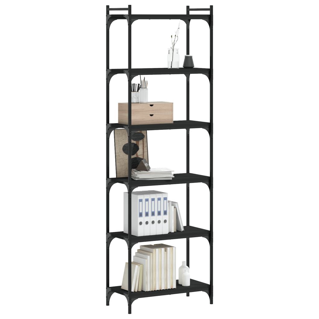 vidaXL Βιβλιοθήκη 6 Επιπέδων Μαύρη 60x30x188 εκ. Επεξεργασμένο Ξύλο