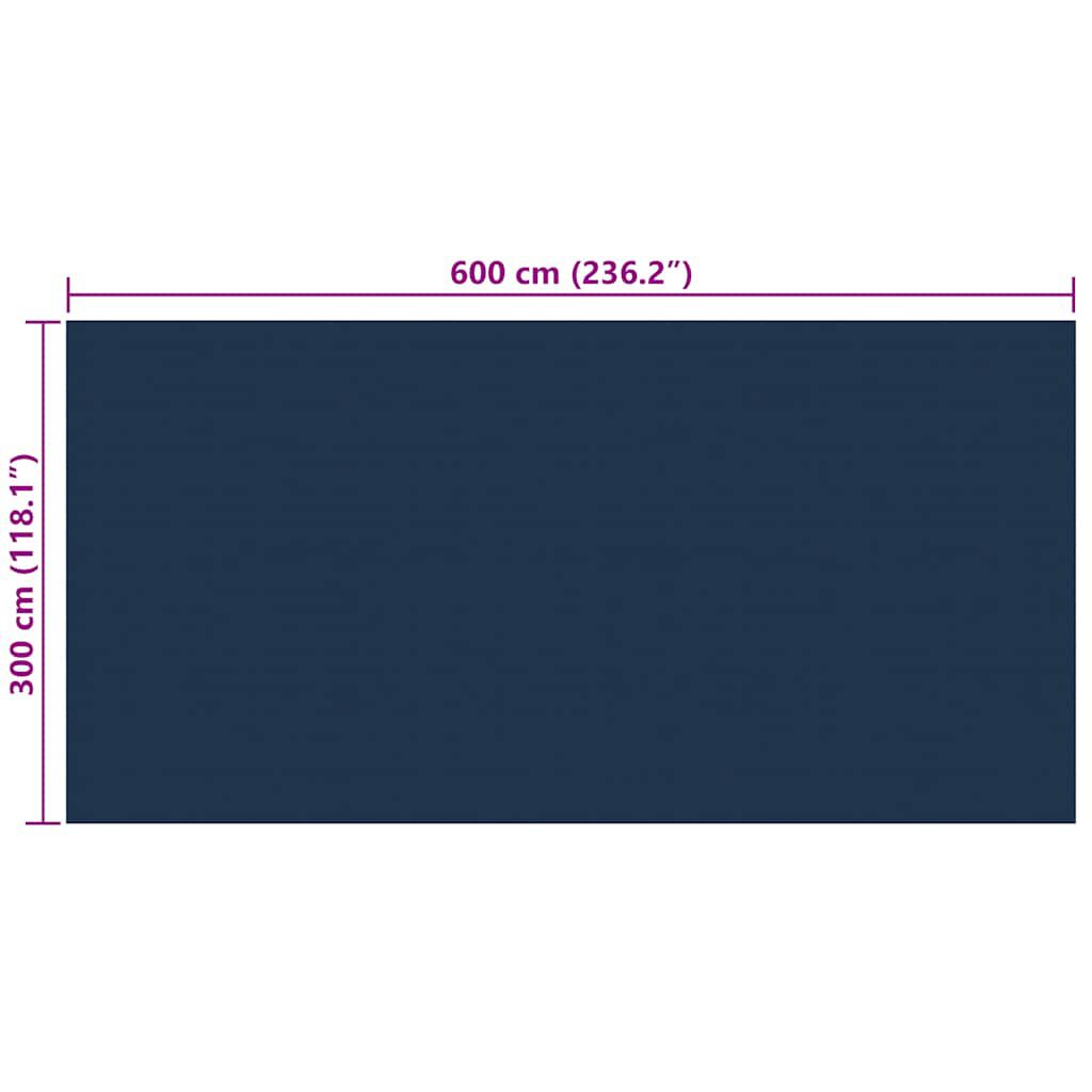 vidaXL Κάλυμμα Πισίνας Ηλιακό Μαύρο/Μπλε 600x300 εκ. από Πολυαιθυλένιο