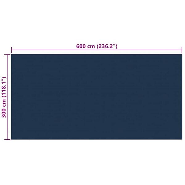 vidaXL Κάλυμμα Πισίνας Ηλιακό Μαύρο/Μπλε 600x300 εκ. από Πολυαιθυλένιο