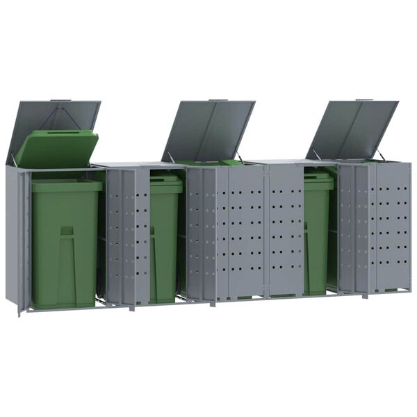 vidaXL Πλαίσιο Κάδων Απορριμμάτων 5 Κάδοι Γκρι 345x79x117 εκ. Ατσάλι