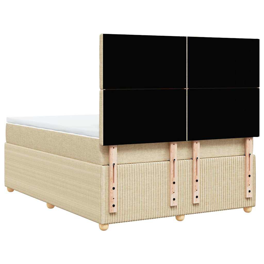 vidaXL Κρεβάτι Boxspring με Στρώμα Κρεμ 140x200 εκ. Υφασμάτινο