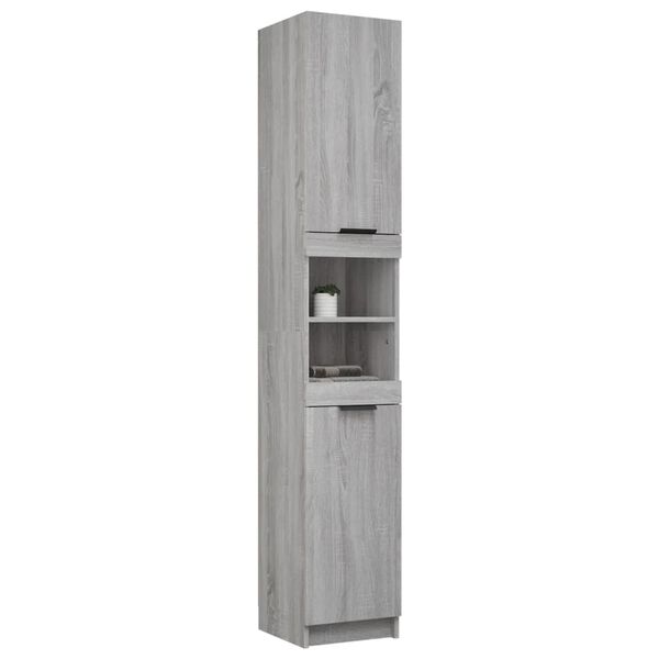 vidaXL Ντουλάπι Μπάνιου Γκρι Sonoma 32x34x188,5 εκ. Επεξεργασμένο Ξύλο