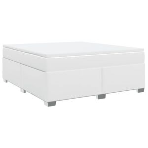 vidaXL Κρεβάτι Boxspring με Στρώμα Λευκό 180x200 εκ. Συνθετικό Δέρμα
