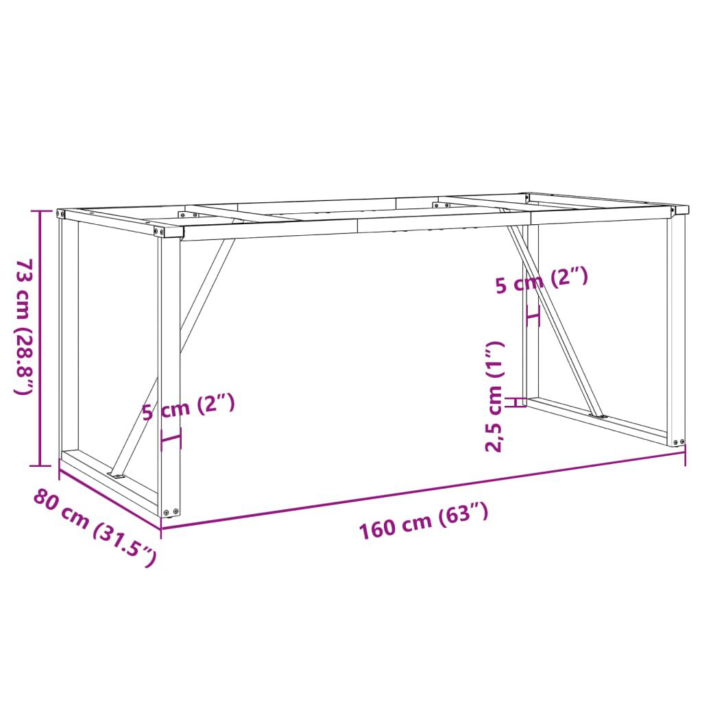 vidaXL Πόδια Τραπεζαρίας σε Σχήμα «Ο» 160x80x73 εκ. Ατσάλι