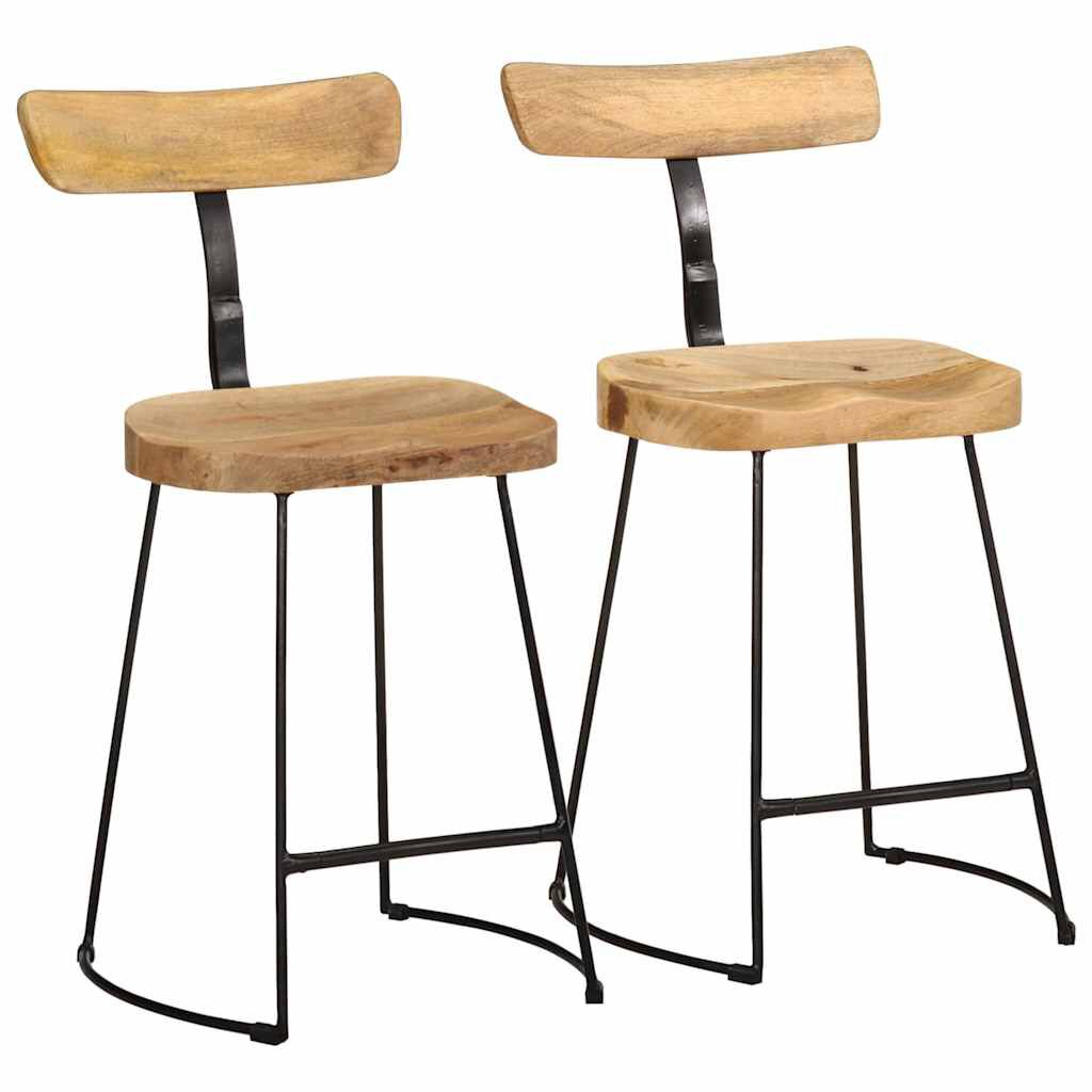vidaXL Σκαμπό Μπαρ 2 τεμ. 49x43x79 εκ. από Μασίφ Ξύλο Μάνγκο