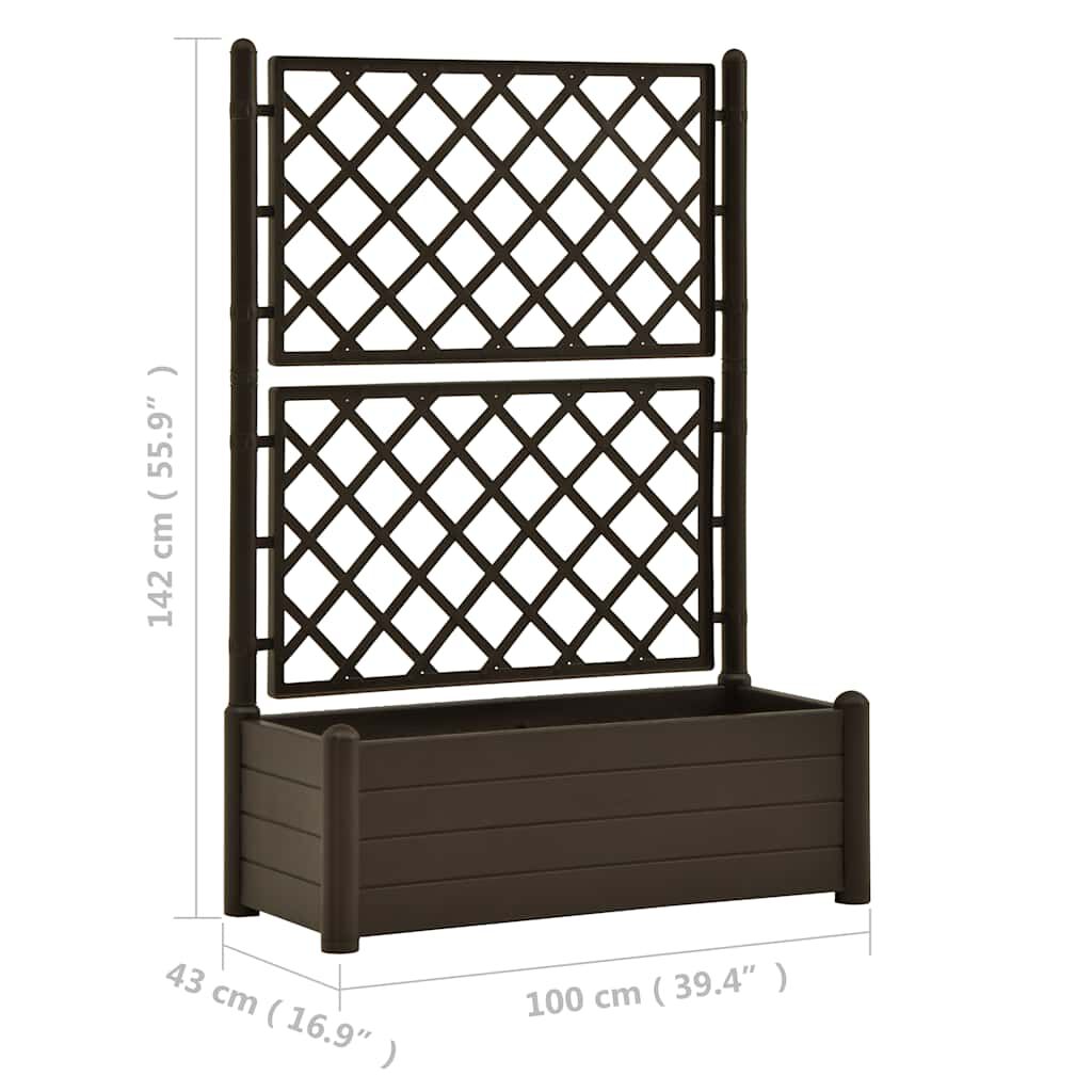 vidaXL Ζαρντινιέρα Κήπου με Καφασωτό Μόκα 100 x 43 x 142 εκ. από PP