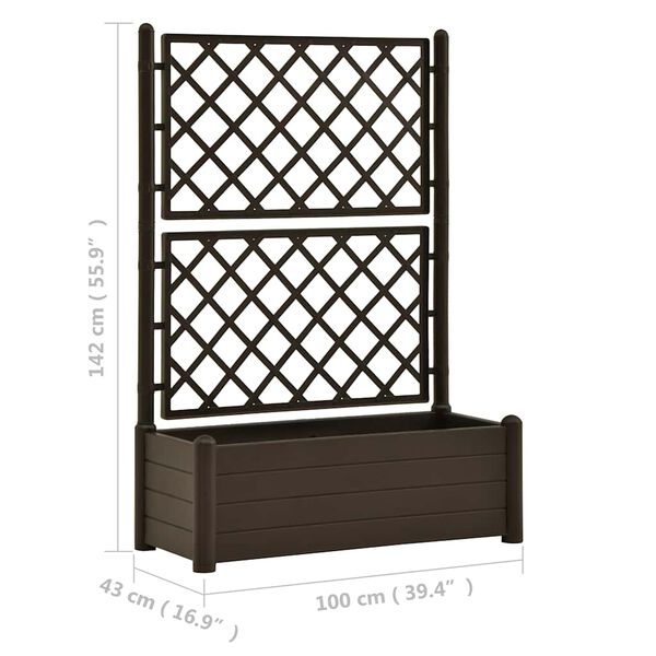 vidaXL Ζαρντινιέρα Κήπου με Καφασωτό Μόκα 100 x 43 x 142 εκ. από PP