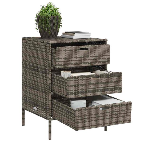 vidaXL Ντουλάπι Αποθήκευσης Κήπου Γκρι 55x59x80 εκ. Συνθετικό Ρατάν