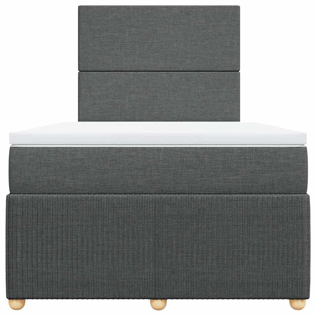 vidaXL Κρεβάτι Boxspring με Στρώμα Σκούρο Γκρι 120x200 εκ. Υφασμάτινο