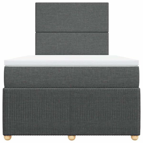 vidaXL Κρεβάτι Boxspring με Στρώμα Σκούρο Γκρι 120x200 εκ. Υφασμάτινο