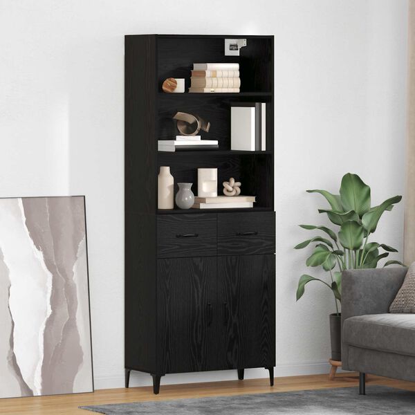 vidaXL Highboard &Mu;&alpha;ύ&rho;&eta; &Omicron;&xi;&upsilon;ά 69,5 x 34 x 180 &epsilon;&kappa;. &Epsilon;&pi;&epsilon;&xi;&epsilon;&rho;&gamma;&alpha;&sigma;&mu;έ&nu;&omicron; &xi;ύ&lambda;&omicron;