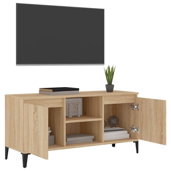 vidaXL Έπιπλο Τηλεόρασης Καπνιστή Δρυς 103,5x35x50 εκ Μεταλλικά Πόδια