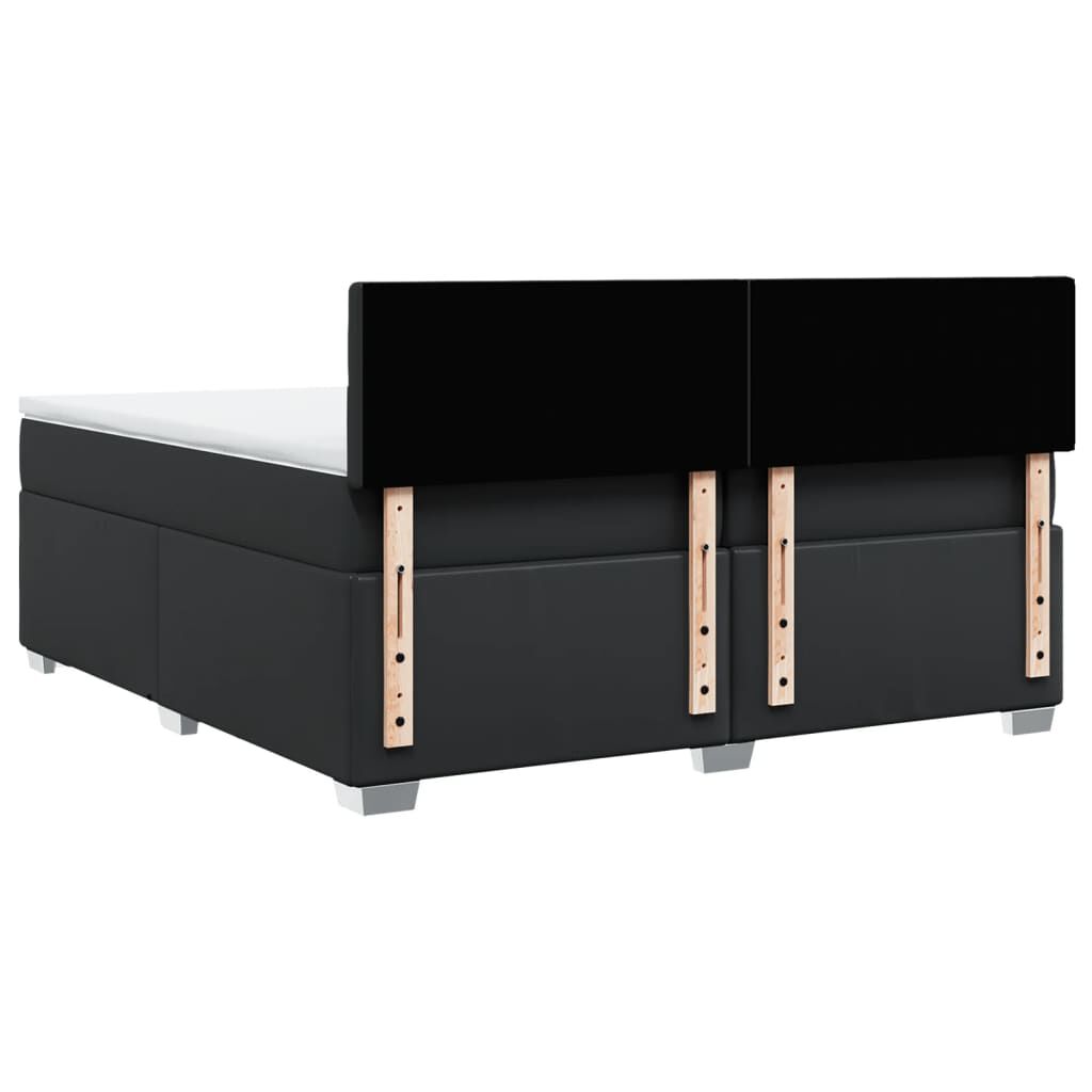 vidaXL Κρεβάτι Boxspring με Στρώμα Μαύρο 200x200 εκ. Συνθετικό Δέρμα