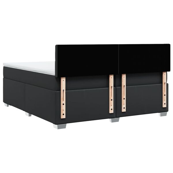 vidaXL Κρεβάτι Boxspring με Στρώμα Μαύρο 200x200 εκ. Συνθετικό Δέρμα