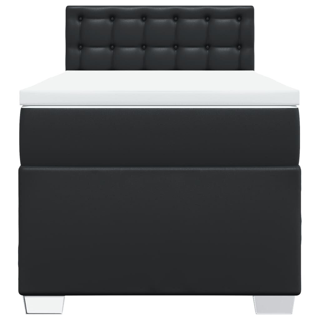 vidaXL Κρεβάτι Boxspring με Στρώμα Μαύρο 100x200εκ.από Συνθετικό Δέρμα