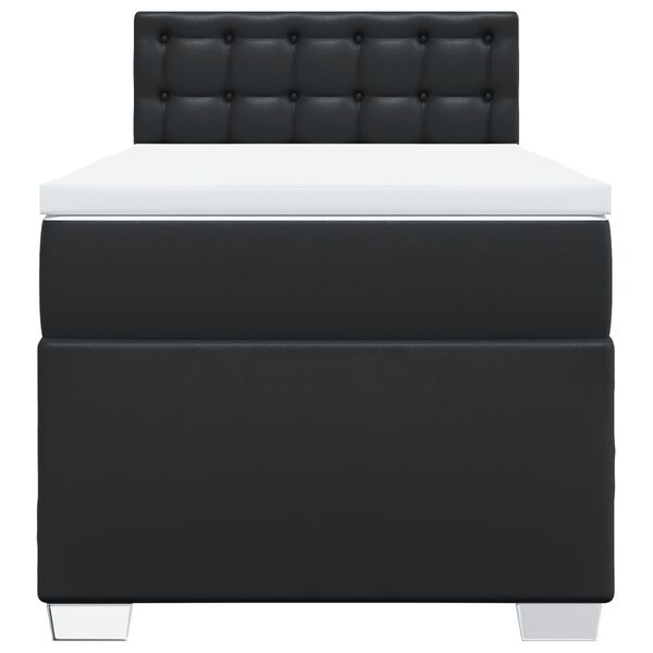 vidaXL Κρεβάτι Boxspring με Στρώμα Μαύρο 100x200εκ.από Συνθετικό Δέρμα