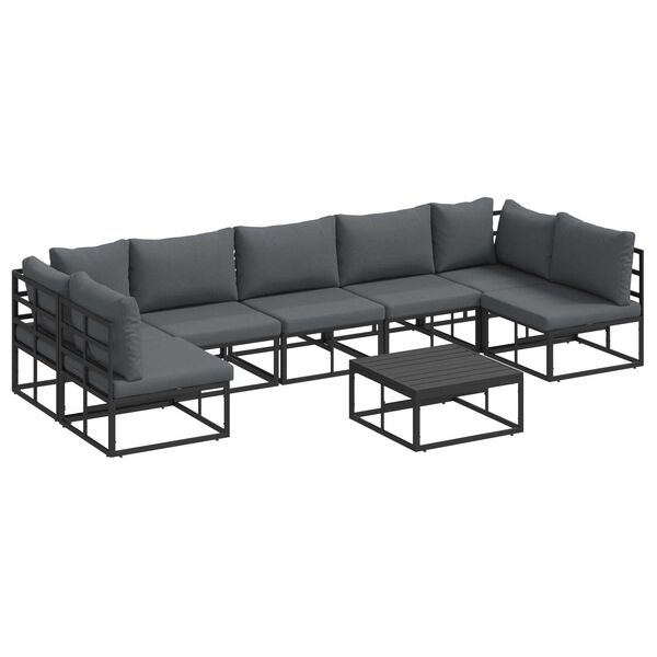 vidaXL Σετ Καναπέ Κήπου 8 pcs Μαύρο 70 x 70 x 32 εκ Αλουμίνιο