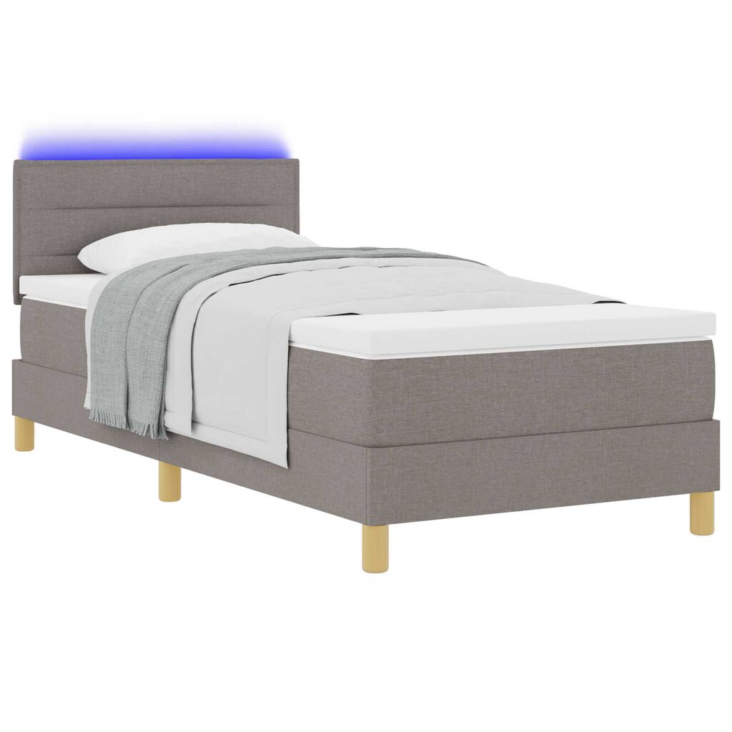 vidaXL Κρεβάτι Box Spring με Στρώμα & LED Ταπ 80x200 εκ. Ύφασμα