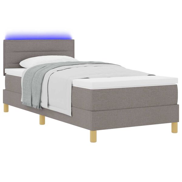 vidaXL Κρεβάτι Box Spring με Στρώμα & LED Ταπ 80x200 εκ. Ύφασμα