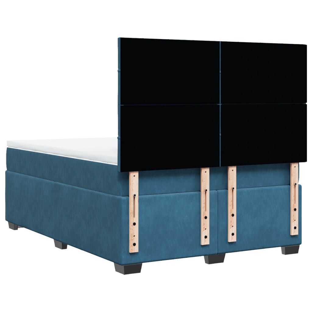 vidaXL Κρεβάτι Boxspring με Στρώμα Μπλε 140x200 εκ. Βελούδινο