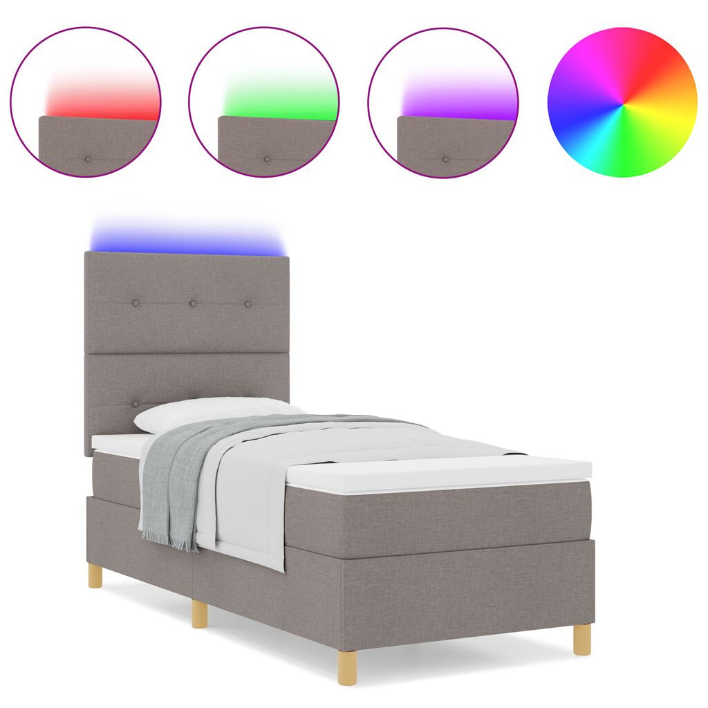 vidaXL Κρεβάτι με Στρώμα & LED Ταπέτο 100x200 εκ. Υφάσμα