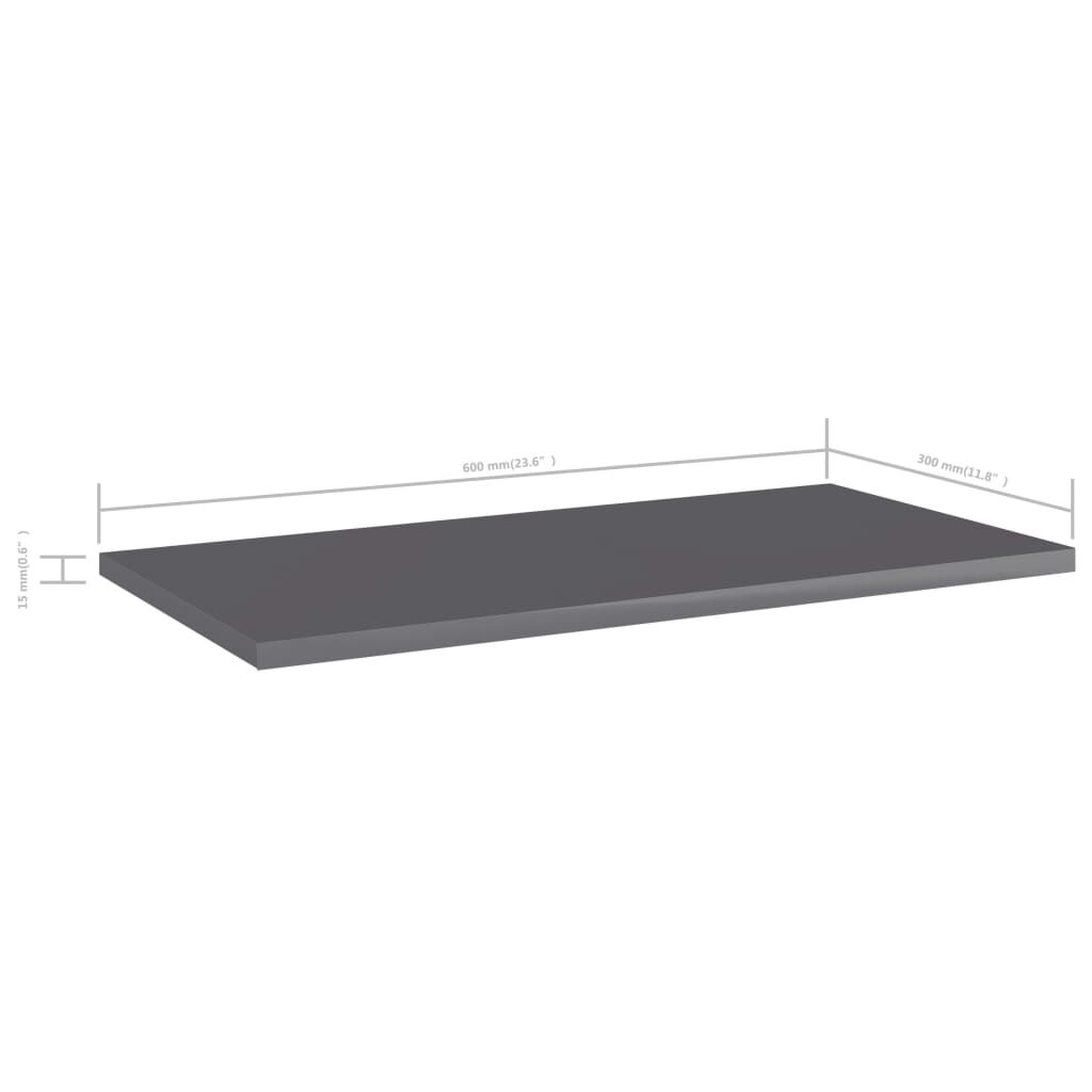 vidaXL Ράφια Βιβλιοθήκης 4 τεμ. Γυαλ. Γκρι 60x30x1,5 εκ. Μοριοσανίδα