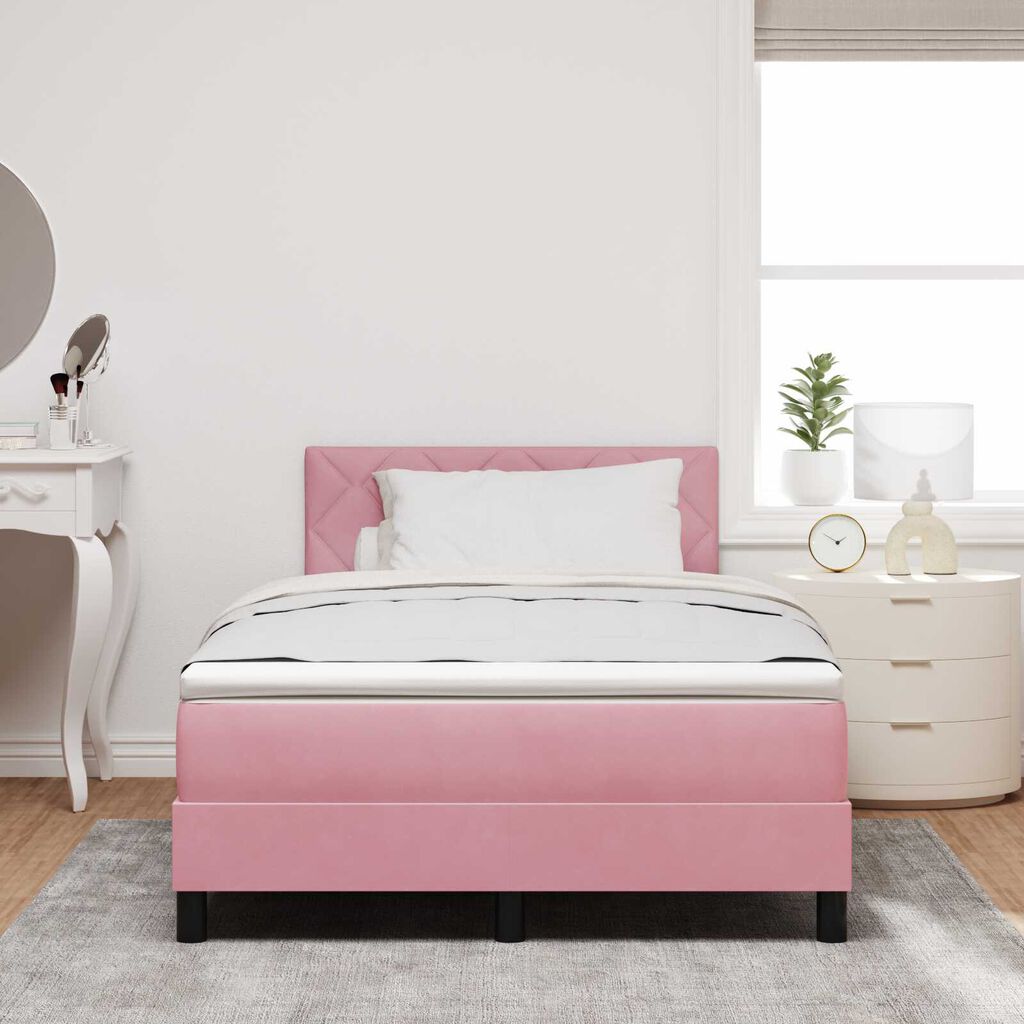 κρεβάτι Box Spring με στρώμα rosa Μικρό Διπλό Βελούδο