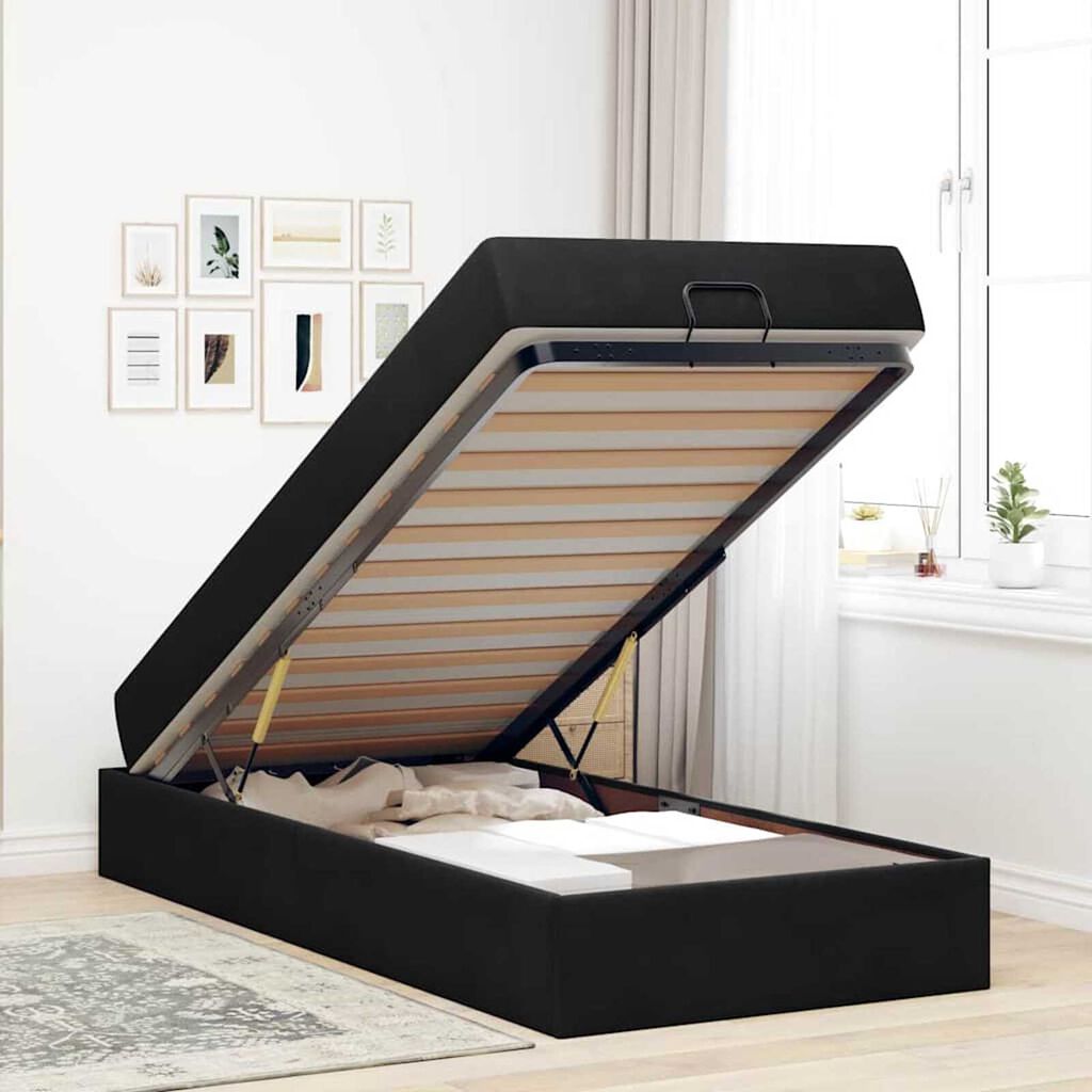 vidaXL Σκελετός Κρεβατιού με στρώμα Μαύρο 90 x 200 cm Βελούδο