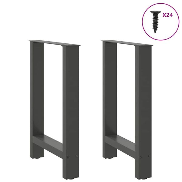 vidaXL Πόδια Τραπεζαρίας Ανθρακί 2 τεμ. 50x(72-73) εκ. Ατσάλι