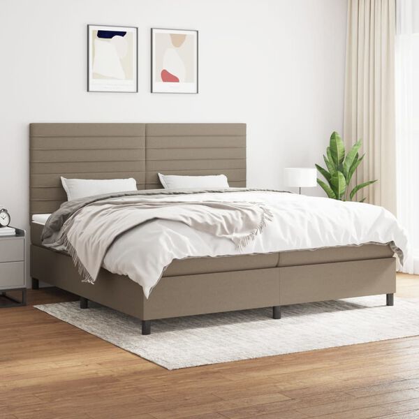 vidaXL &Kappa;&rho;&epsilon;&beta;ά&tau;&iota; Boxspring &mu;&epsilon; &Sigma;&tau;&rho;ώ&mu;&alpha; Taupe 200x200 &epsilon;&kappa;. &Upsilon;&phi;&alpha;&sigma;&mu;ά&tau;&iota;&nu;&omicron;