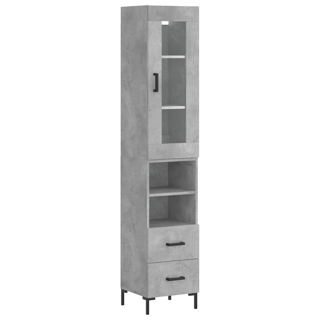 vidaXL Ντουλάπι Γκρι Σκυροδέματος 34,5x34x180 εκ. Επεξεργασμένο Ξύλο