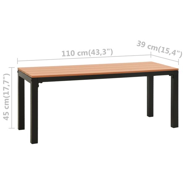 vidaXL Παγκάκι Κήπου 110 εκ. Μαύρο / Καφέ από Ατσάλι / WPC