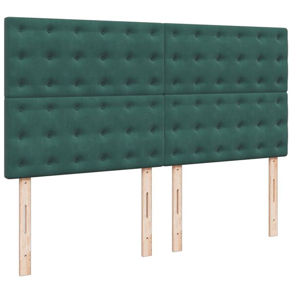 vidaXL Κρεβάτι Boxspring με Στρώμα Σκούρο Πράσινο 180x200εκ. Βελούδινο