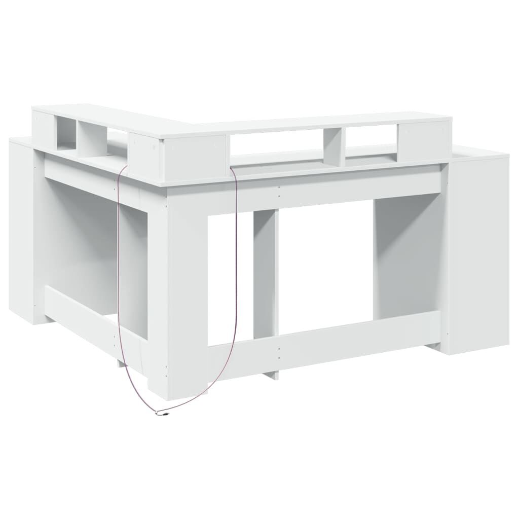 vidaXL Γραφείο με LED Λευκό 152x152x91 εκ. από Επεξεργασμένο Ξύλο